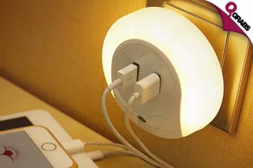 From QR59, Stop Reaching for the Cords in the Dark with a 2-in-1 Dual USB Wall Charger Night Light! (Up to QR198 Value)
